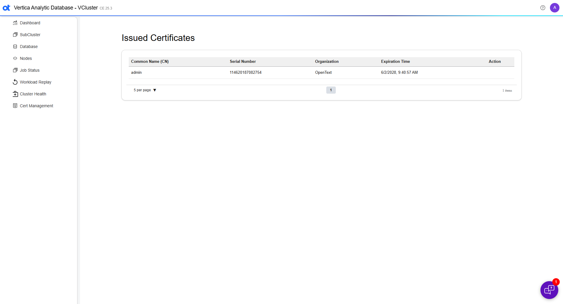VCluster UI certificate management issued certificates