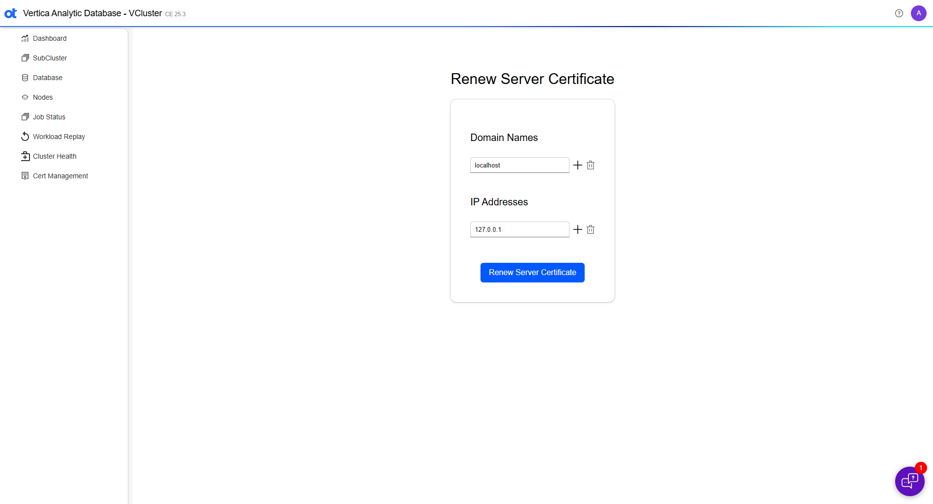 VCluster UI certificate management renew server certificate