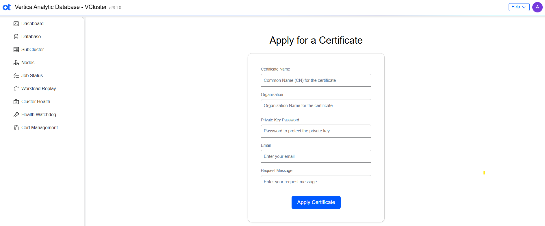 VCluster UI certificate managment apply client certificate