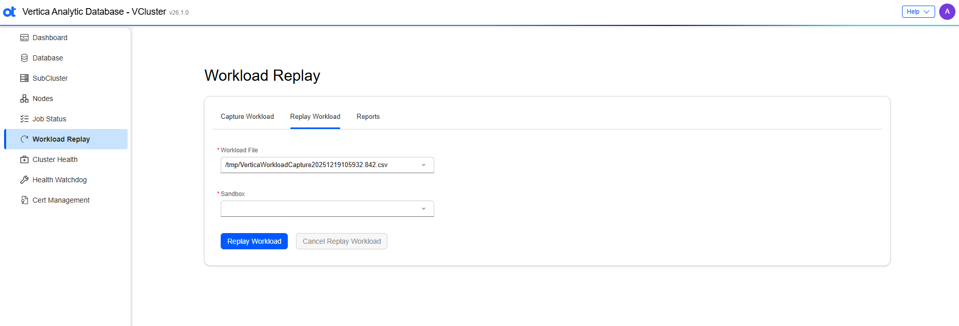 VCluster UI workload replay workload