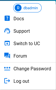 Database user account menu