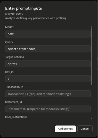 MCP Server prompt inputs