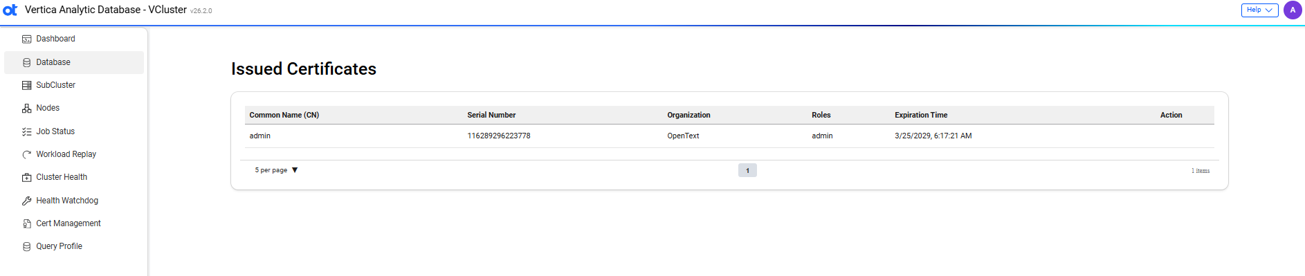 VCluster UI certificate management issued certificates