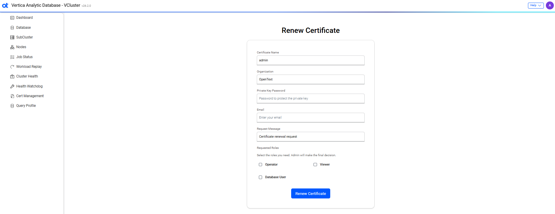 VCluster UI certificate management renew client certificate