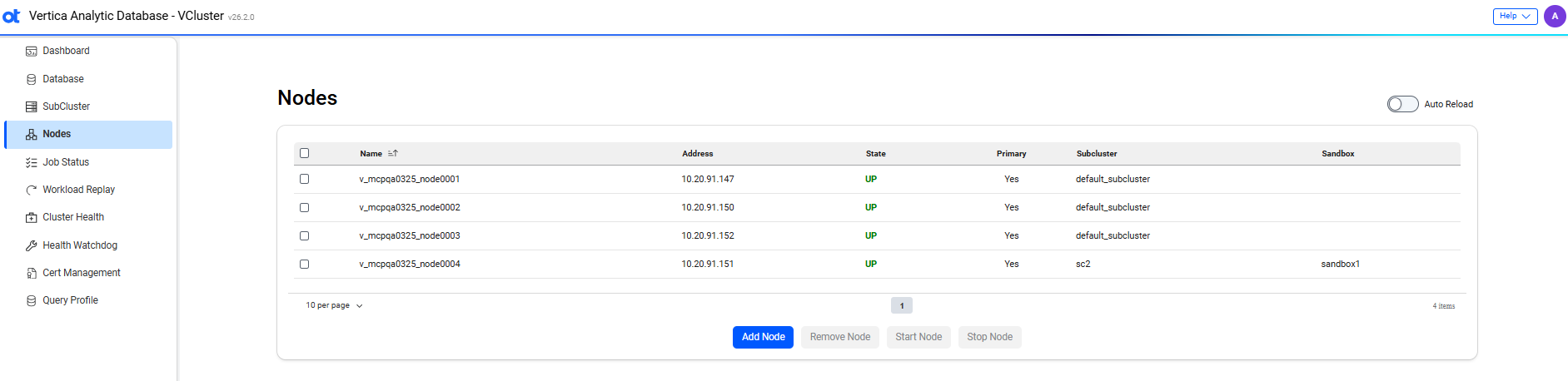VCluster UI nodes page