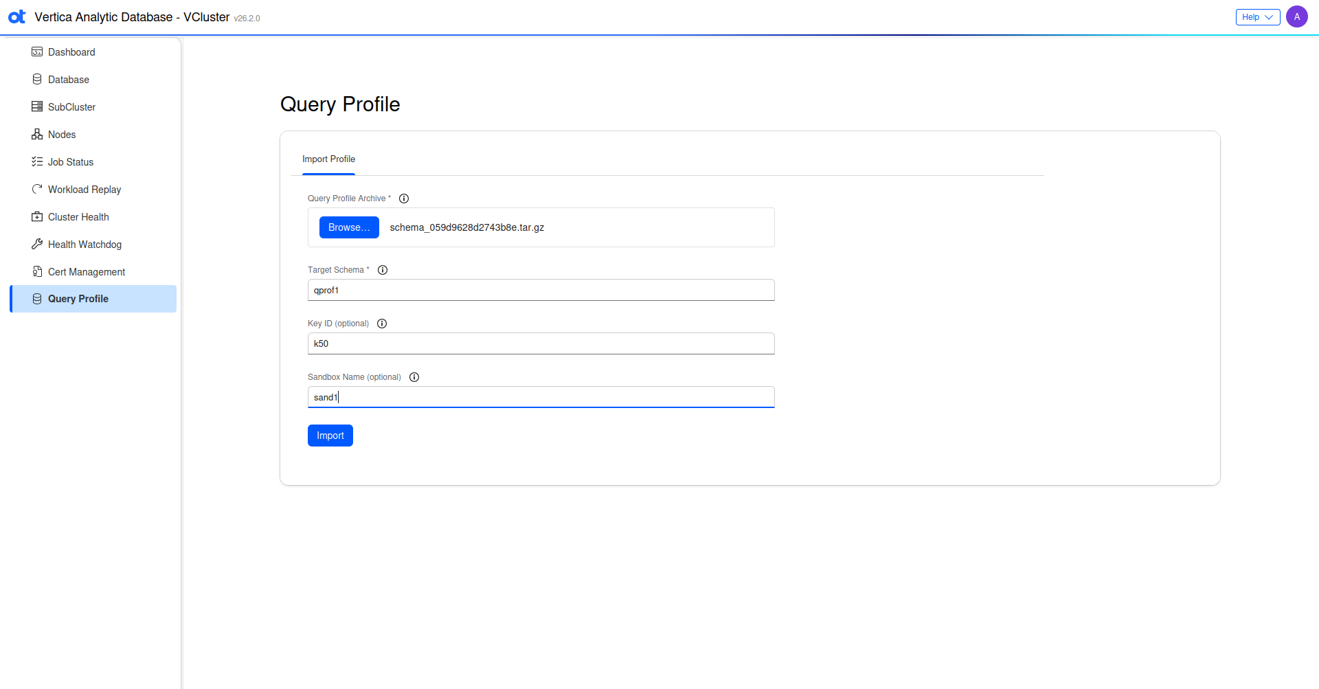 VCluster UI Query Profile page